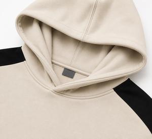 Sweat à capuche oversize beige pour homme en molleton de coton, coupe décontractée, style streetwear, idéal pour l'automne, LOQ MOQ - Product Image 5