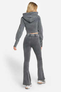 Womens Acid Wash Streetwear Tracksuit <b>Sherpa</b> <b>Lined</b> Warm Lightweight Winter <b>Hoodie</b> Set OEM Custom Logo Wholesale Factory Price - Product Image 2
