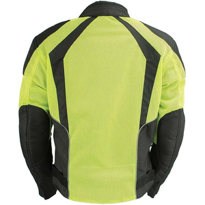 SAMROZ SPORTS MPL2793 High Vis Green with Black Armored Textile Unisex All Season Winter Reflective Mesh Motorcycle Jacket - Product Image 3