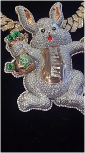 Colgante de conejo con incrustaciones de moissanita VVS, plata S925, estilo hip hop, personalizado, brillante, para hombre y mujer - Product Image 6