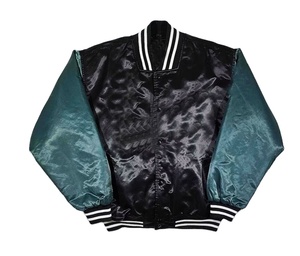 <b>Men</b> and Unisex Casual Winter Satin Varsity Jacket 100% Polyester with Button Decoration Breathable Plus Size Varsity Jacket - Product Image 5