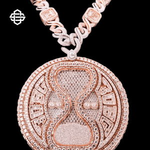 Colgante de Lujo Chapado en Plata de Ley 925 con Diseño de Reloj de Arena, con Incrustaciones de Diamantes de Moissanita, para Hombre, Estilo Hip Hop, Símbolo del Tiempo, Joyería Streetwear para Raperos - Product Image 2
