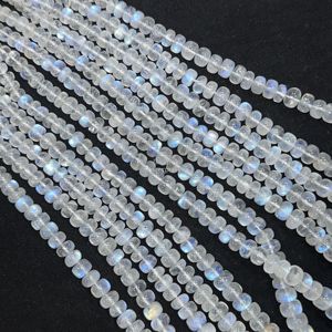 Perles rondes lisses en pierre de lune arc-en-ciel AAA, brin de 16 pouces, 4 mm 6 mm, perles de pierres précieuses naturelles en vrac pour la fabrication de bijoux en gros - Product Image 5