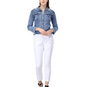 <b>Lightweight</b> Hot Selling Winter Comfortable Breathable Eco-Friendly 100% Cotton Women <b>Denim</b> <b>Jackets</b> Custom OEM Washed Women's - Product Image 2