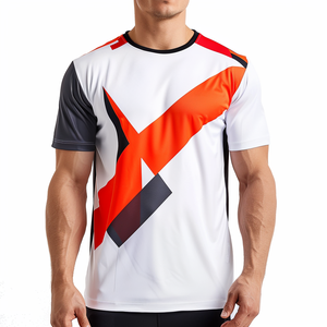 T-shirt de course unisexe en polyester à col rond, léger, respirant, à séchage rapide, avec logo personnalisé de la meilleure qualité, sublimation, promotion d'événements - Product Image 1