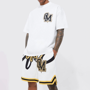 Set Estivo da Basket Stile Street per <span class=keywords><strong>Uomo</strong></span>, Pantaloncini e T-Shirt con Logo Personalizzato, Abbigliamento Classico in Cotone, Servizio OEM/ODM - Product Image 1