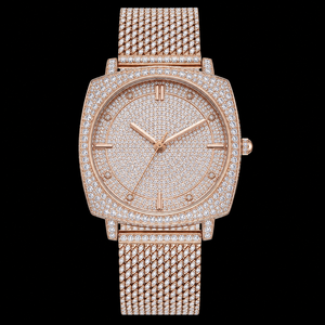 Reloj de Lujo con Diamantes en Oro Rosa, Correa de Malla de Acero Inoxidable, Reloj de Pulsera de Cuarzo para Hombre y Mujer, Estilo Premium - Product Image 1