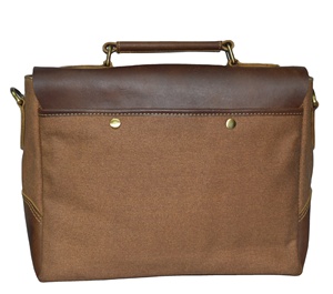 Classic Leather <b>Laptop</b> Briefcase with Shoulder Strap Durable Office Messenger Bag Brown Canvas and Leather Design - Product Image 6