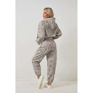 Conjunto de Sudadera con Capucha y Pantalones Anchos para Mujer, en Felpa con Spandex, Diseño Sólido, Corte Holgado, Estilo Casual Urbano, para Todas las Temporadas - Product Image 3
