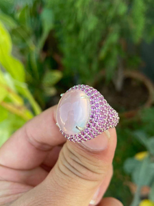 Natural Rose Quartz Rhodolite <b>Garnet</b> Cocktail <b>Ring</b> 925 Sterling <b>Silver</b> Fine Jewelry OEM ODM Wholesale Supplier - Product Image 4