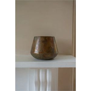 Jarrón de Metal Hecho a Mano con Acabado Patinado Vintage, Estilo Rústico de Cobre y Latón, Decoración Estética para el Hogar, Centro de Mesa para Sala de Estar, Hotel - Product Image 3