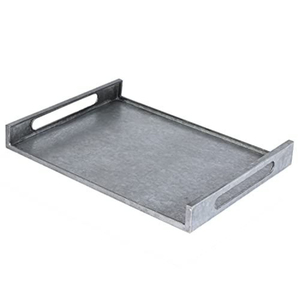 Bandeja ovalada de metal galvanizado estilo rústico con asas, centro de mesa decorativo para decoración del hogar, cocina, uso en interiores y exteriores - Product Image 3