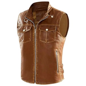 New Korean Short Dyed Woolen Vest Button Motorcycle Jacket Women's Winter Autumn Windproof Genuine Leather Casual style leather - Product Image 1
