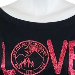 Women's Black <b>Long</b> <b>Sleeve</b> Crew Neck <b>Top</b> with <b>Pink</b> LOVE Emblem Graphic Stylish Casual Fashion Shirt Trendy Everyday Wear Gift - Product Image 2