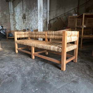 Teak Garden <b>Bench</b> Outdoor Resort Patio Seating Hotel Park Chair Woven Rattan Furniture Commercial Villa Deck Lounge Furniture - Product Image 6