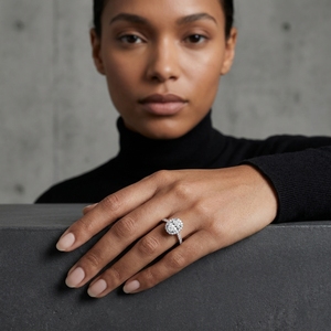 Bague de fiançailles en platine pour femme, diamant ovale taille brillant, style classique, diamants naturels certifiés GIA - Product Image 3