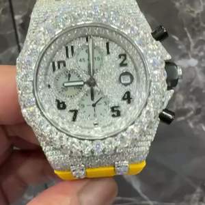 Montre en Moissanite Givrée Personnalisée de Haute Qualité 40mm, Bracelet en Acier Inoxydable Allié, Style Affaires Antique, Unisexe, Diamant de Meilleure Qualité - Product Image 3