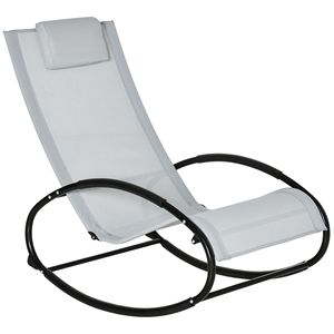Sdraio a dondolo grigia Backyard Bliss per esterni con poggiatesta, cuscino in olefin e telaio in alluminio per comfort e relax - Product Image 1