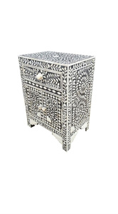 Antique <b>Black</b> Bone Inlay Bed <b>Side</b> <b>Table</b> for Bedroom & Living Room Handmade Furniture by Craftsy Home Home Decoration - Product Image 3