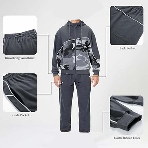 Mens Full Zip <b>Tracksuit</b> Set Custom Logo Jacket Jogger Pants Casual Athletic Sportswear 100% Cotton <b>Waterproof</b> Breathable - Product Image 5