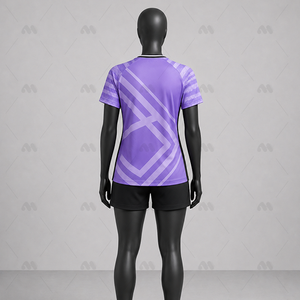 Conjunto de camiseta y pantalones cortos de fútbol para mujer, totalmente personalizado, uniforme de fútbol morado, kit de entrenamiento para club, ropa de equipo, nombres y logotipos personalizados - Product Image 3