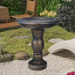 Bain d'oiseaux en béton renforcé de fibres de verre de 22 pouces pour l'observation des oiseaux dans la cour - Product Image 4