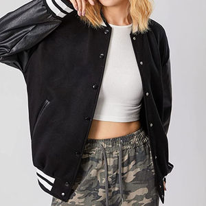 Veste universitaire pour femmes de qualité supérieure, légère, extensible, design populaire, poche imprimée, veste en tricot teint, veste de style Letterman pour femmes - Product Image 3