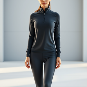 Haut de sport personnalisé à demi-zip, manches longues, extensible et modeste - Product Image 5