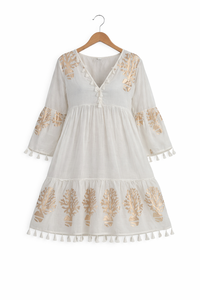 Vestido Midi de Algodón con Estampado Foil y Cuello en V - Fabricante - Product Image 2