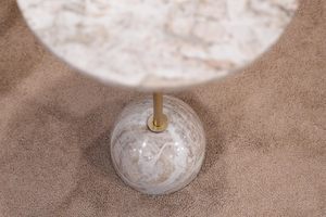 Round Coffee <b>Table</b> Marble Top Semicircle Base Modern <b>Sofa</b> <b>Side</b> <b>Table</b> for Living Room Bedroom Balcony Study Home Decor - Product Image 5