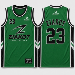 Vente en gros directe - Maillot de basket authentique Ziakot Industry personnalisé vert chasseur blanc-rouge style rétro - Product Image 4