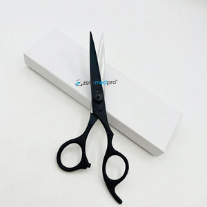 Ciseaux de barbier professionnels de haute qualité pour droitiers en acier inoxydable noir mat avec fonction de coupe, logo personnalisé et emballage - Product Image 3