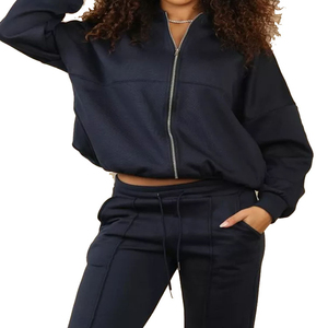 Ensemble de survêtement décontracté deux pièces pour femme, grande taille, haute qualité, élégant, à capuche, 100 % coton respirant, vente en gros - Product Image 5