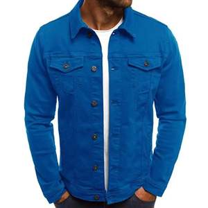 Camisa de Algodón Azul para Hombre, Estilo Casual, Cuello Clásico, Corte Regular, Cierre de Botón, Color Sólido, para Primavera - Product Image 1