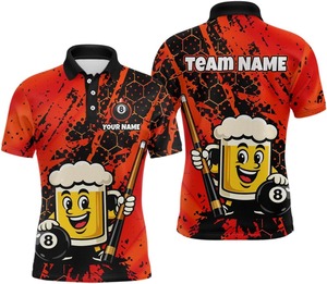 เสื้อโปโล Racoon 8 Ball Billiard แขนสั้นสำหรับผู้ชาย พิมพ์ลายดิจิทัล แห้งเร็ว สวมใส่สบาย ชุดกีฬาถักทอแบบลำลอง เสื้อทีม - Product Image 4