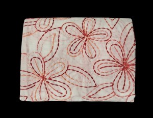 Tela de Algodón Blanco Premium Directo de Fábrica con Bordado Floral en Cadena de Color Naranja Oxidado - Material Artesanal para Trabajo Dori - Product Image 3