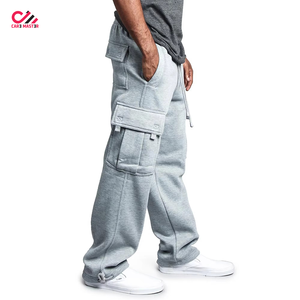 Men's <b>Light</b> Gray Cotton Cargo Baggy <b>Trousers</b> Elastic Waist Multiple Pockets Casual Autumn Wear Care Master - Product Image 2
