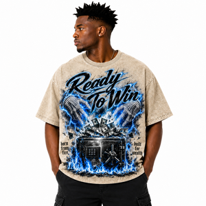 T-shirt streetwear homme oversize prêt à gagner, manches courtes, motif imprimé, col rond, 100% coton jersey, coupe ajustée - Product Image 6
