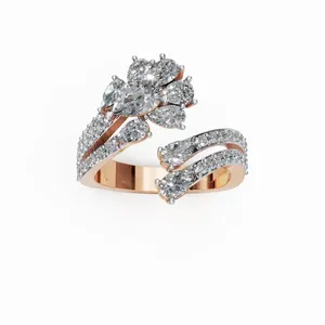 New Design Eternal Bloom of Pear Lab Grown <b>Diamond</b> <b>Ring</b> Round & Pear Cut Gold Luxury IGI Certified VVS Clarity Women - Product Image 1