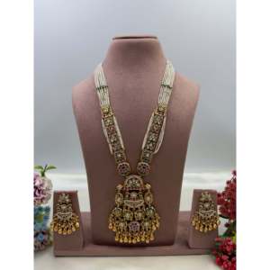 Myra Chorski Heritage <b>Gold</b> Plated CZ Bridal Long Necklace & Earring <b>Set</b> - Product Image 1