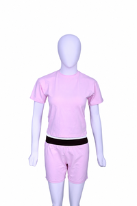 Conjunto de Camiseta y Pantalones Cortos de Algodón y Elastano para Mujer al por Mayor, Ropa Deportiva Informal para Gimnasio, con Logotipo Personalizado - Product Image 2