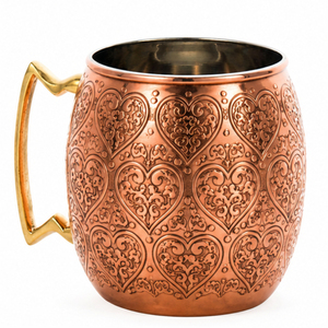 Tazas de Cobre Grabadas a Mano de Calidad Deluxe para Moscow Mule con Asa de Latón para Cócteles al Mejor Precio - Product Image 6
