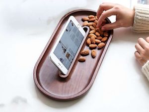 Solid <b>Wood</b> Polished Wall Hanging Multifunction Mobile Stand Tray - Product Image 5