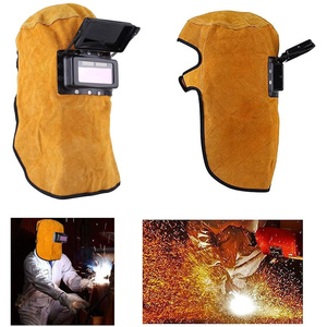 High-Temperature Resistant Cowhide Split Leather Welding Hood Flame Retardant Anti-Spatter Heat <b>Insulation</b> Safety Clothing - Product Image 2