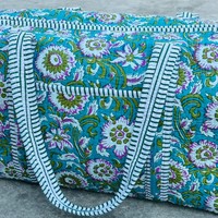 Sac de voyage matelassé en coton avec fermeture éclair, imprimé à la main, sac de week-end tendance pour femme
