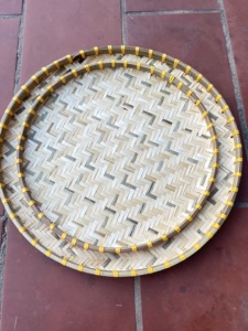 Kitchen Restaurant Food Drying & Display Handmade Round Bamboo <b>Trays</b> with Handwoven Lightweight Pattern Vietnam - Product Image 4