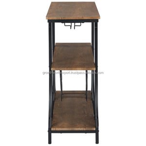 Table à vin moderne en bois massif Frances |   Table de rangement et de présentation design avec étagères |   Bar à usage domestique polyvalent 2026 - Product Image 4