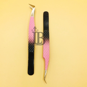 Custom Style Tweezers <b>Mink</b> <b>Eyelash</b> <b>Extension</b> Tweezers Sustainable Ombre Black And Pink Color <b>Eyelash</b> Tweezers Logo Offer - Product Image 1