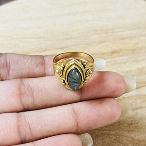 Bulk Order Available Brass <b>Ring</b> <b>Labradorite</b> Gold Plated Vintage <b>Ring</b> Tribal Style Spiral Design Wholesale Statement Women <b>Ring</b> - Product Image 6