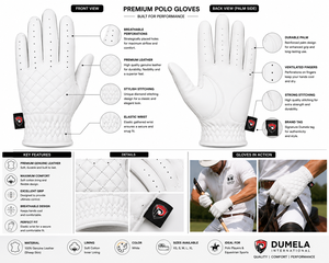 Gants en cuir Dumela Custom Polo, longueur poignet, respirants, non doublés, blancs, style uni, pour extérieur - Product Image 6